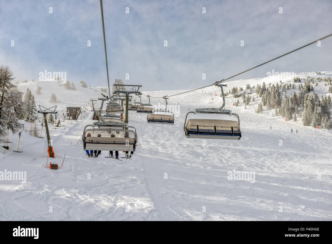 Skilift at alpine ski resort Stock Photo