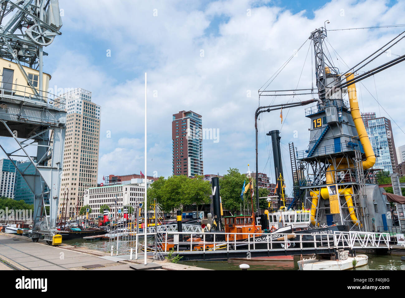 open-air-port-museum at Leuvehaven Rotterdam Stock Photo