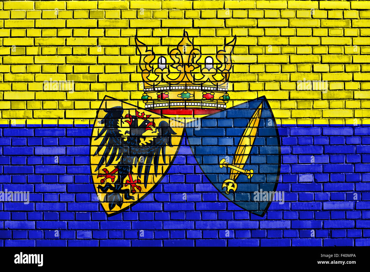 flag of Essen painted on brick wall Stock Photo
