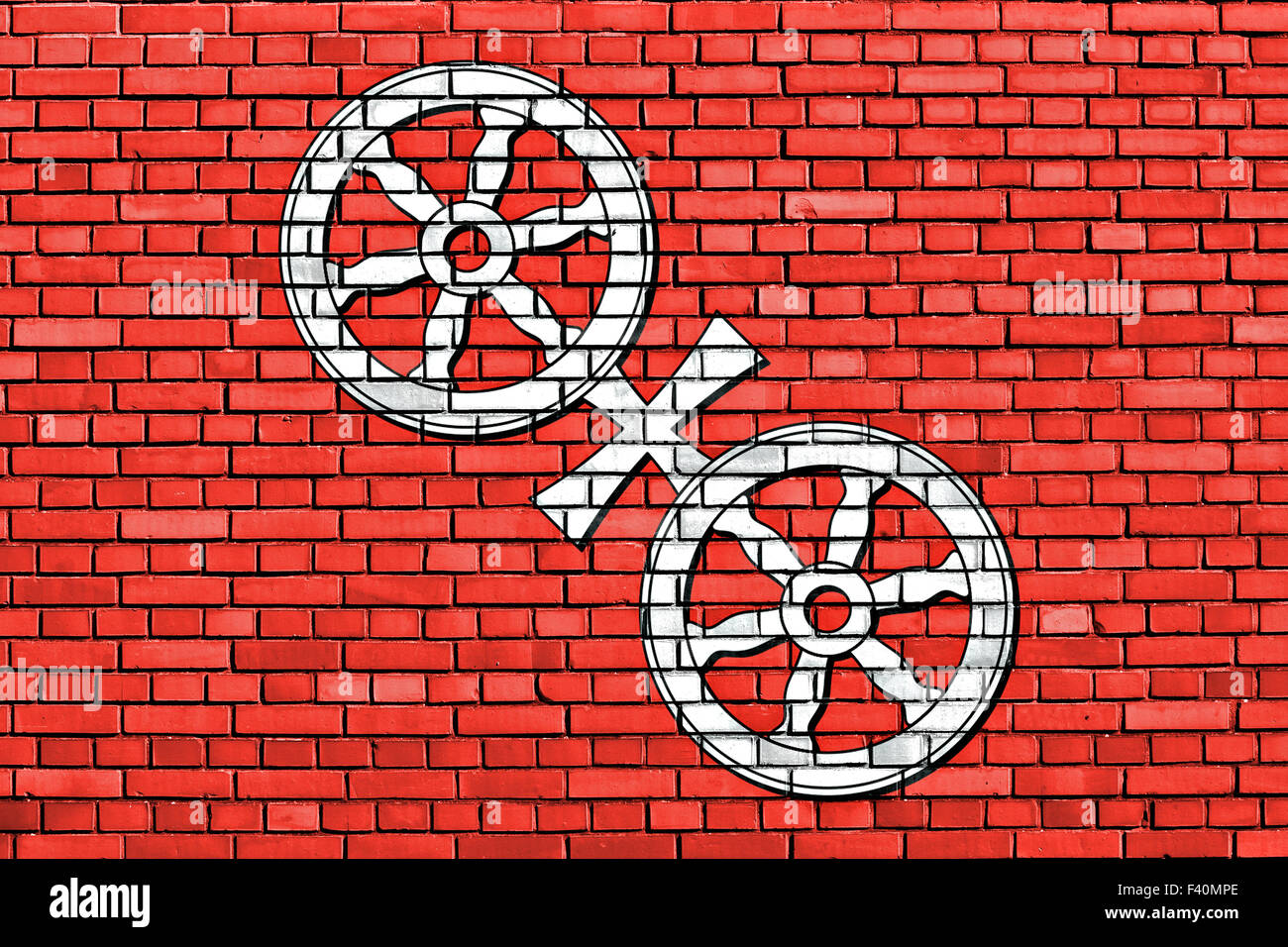flag of Mainz painted on brick wall Stock Photo
