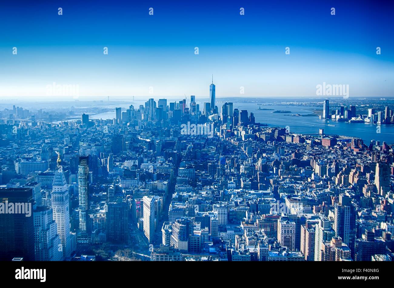 new york city manhattan skyline aerial Stock Photo - Alamy