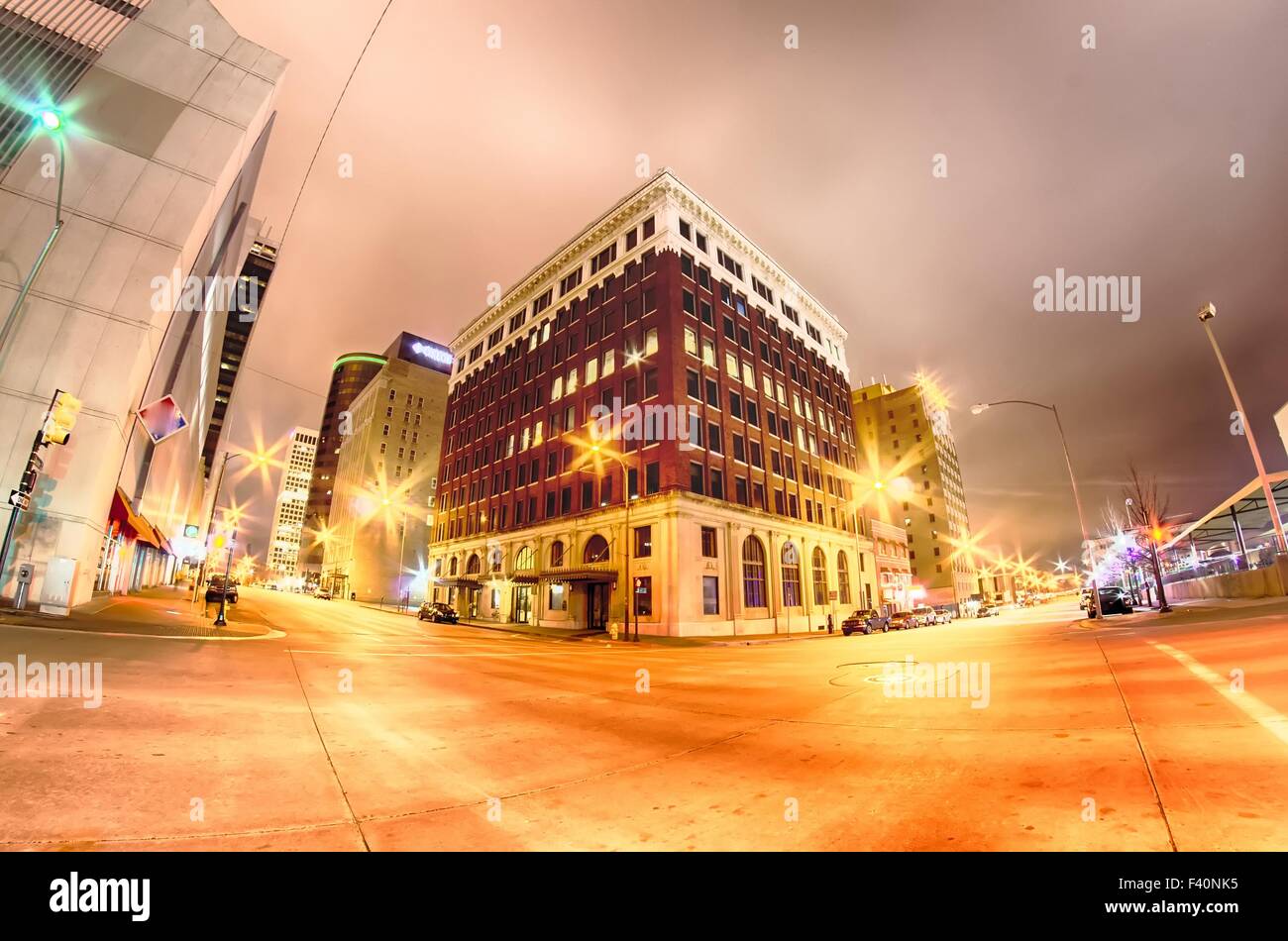 tulsa city skyline around downtown streets Stock Photo