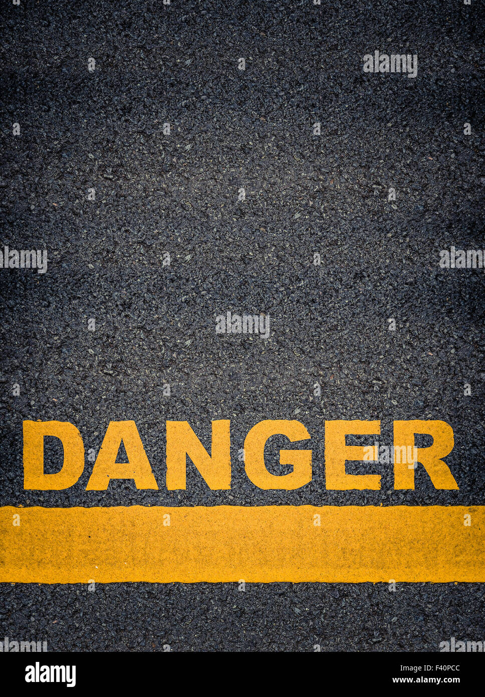 Danger Asphalt Road Markings Stock Photo