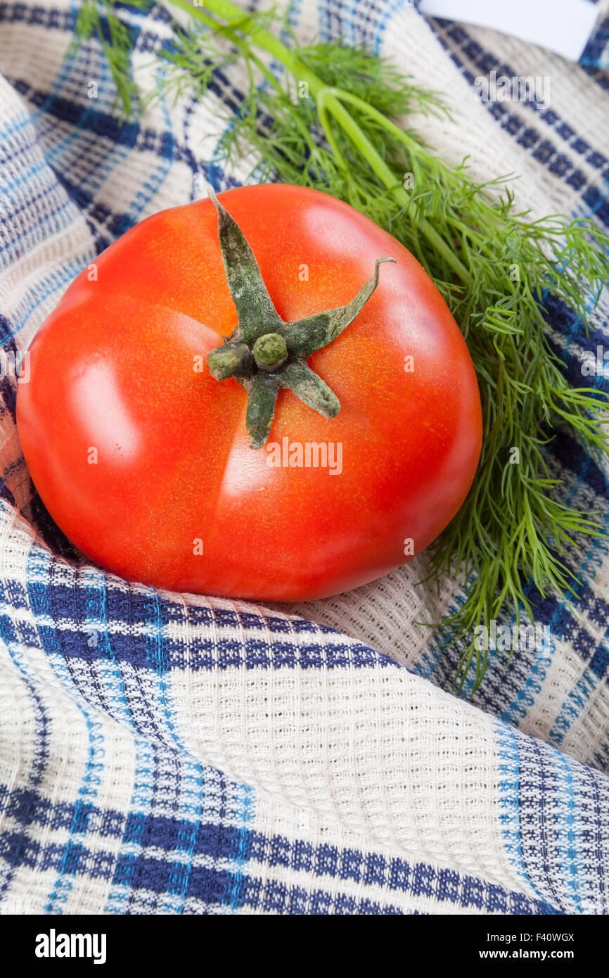 tomato on the table with dill Stock Photo - Alamy