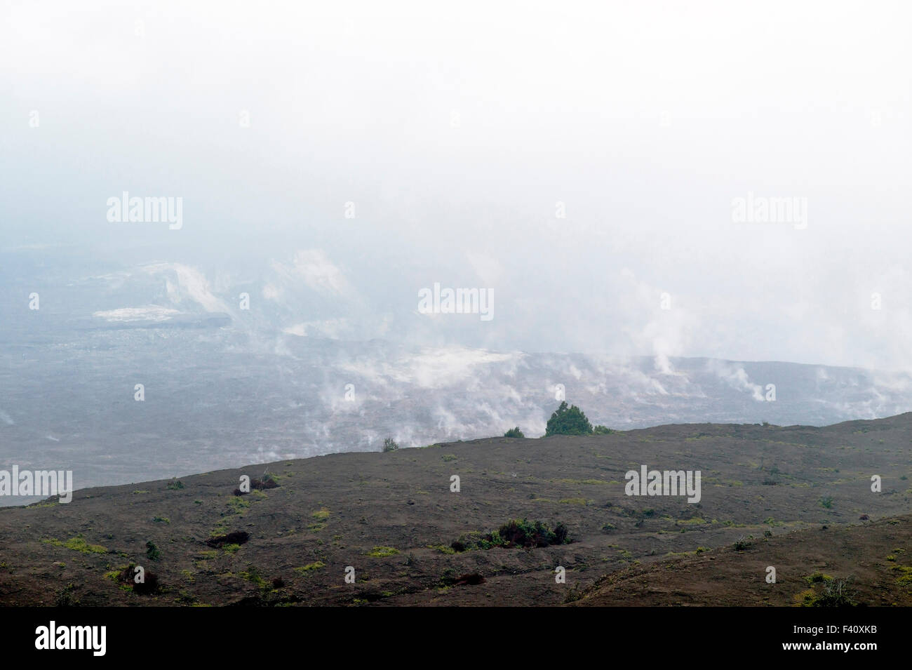 Steam rising from Halema'uma'u Crater, Kilauea Caldera, Hawai'i Volcanoes National Park, Big Island, Hawaii, USA Stock Photo