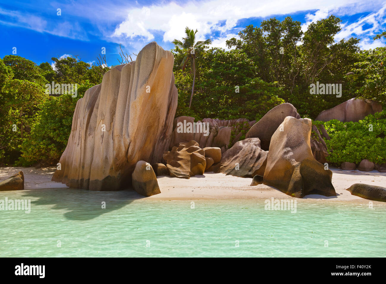 Famous beach Source d'Argent at Seychelles Stock Photo - Alamy