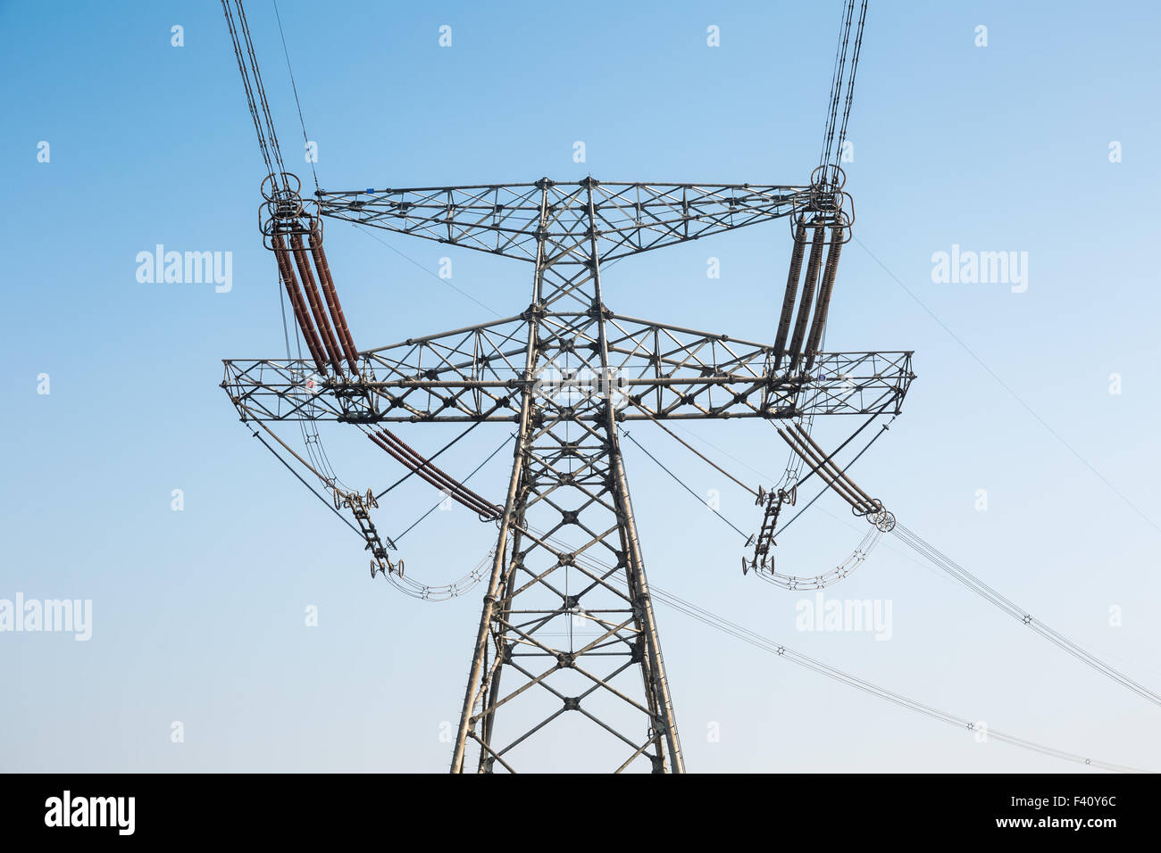 strong electric power tower Stock Photo