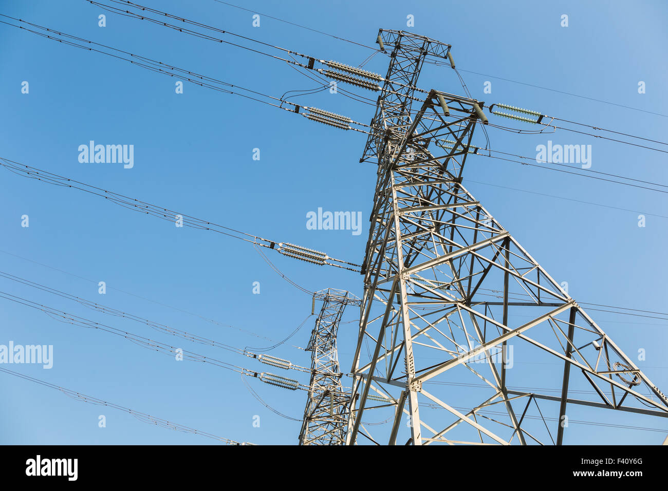 high voltage towers Stock Photo