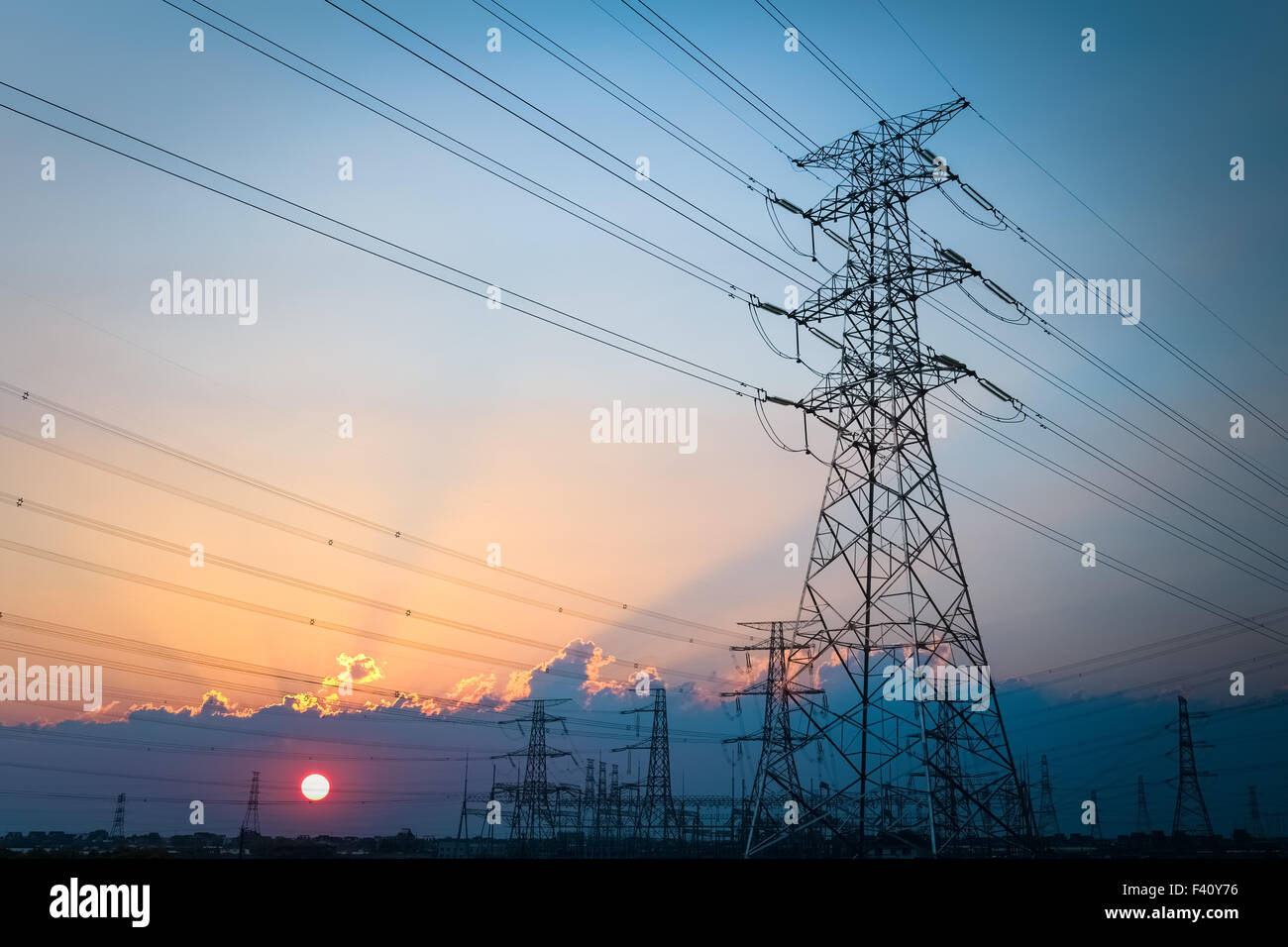 electric transmission tower Stock Photo