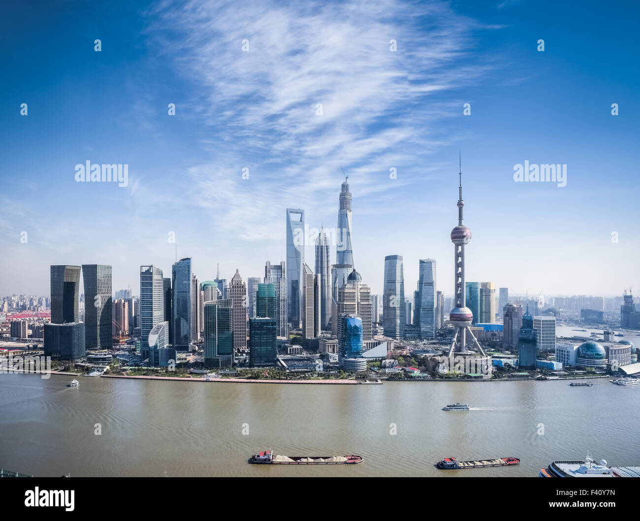 a bird's eye view of shanghai skyline Stock Photo