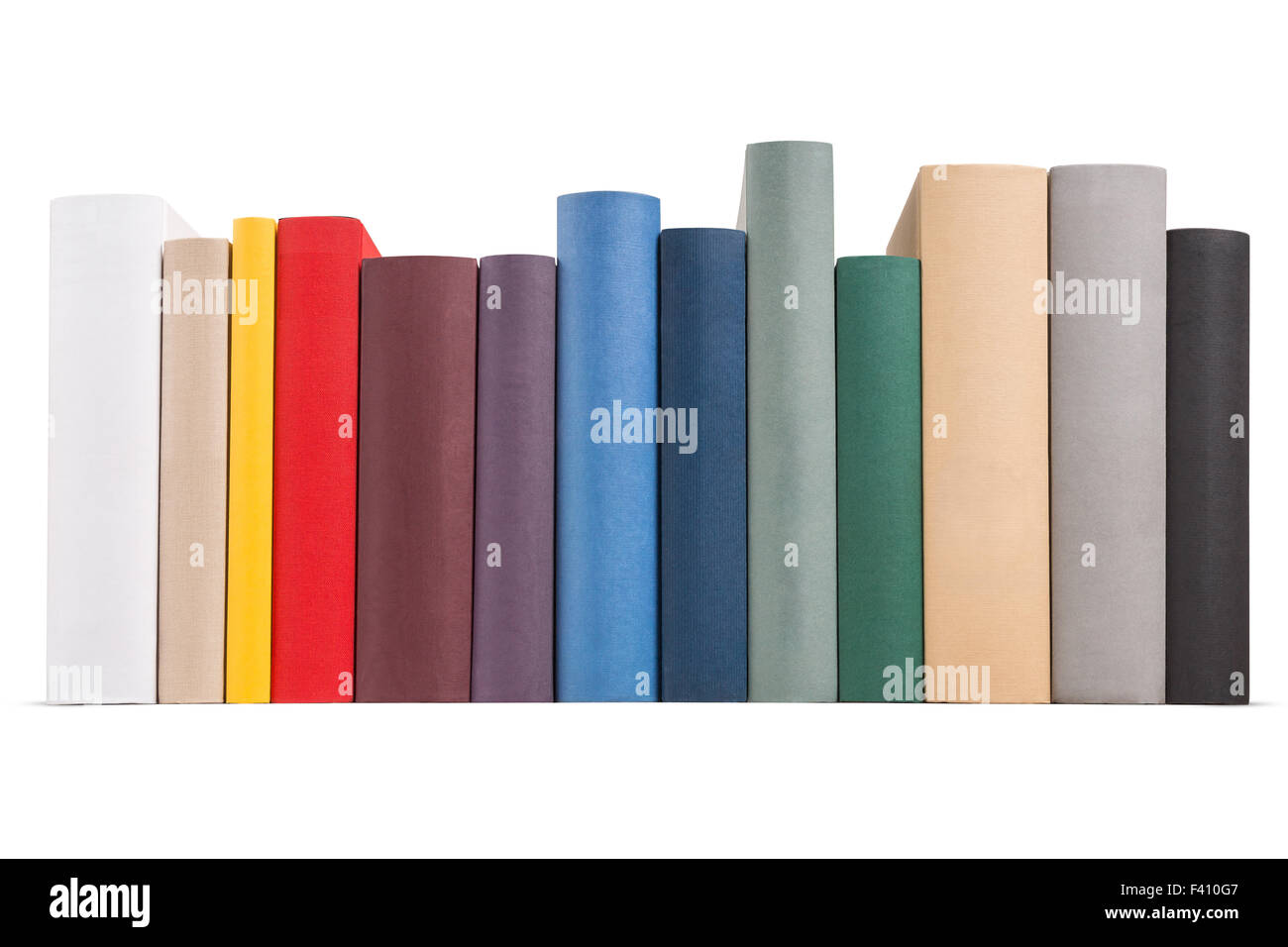 Row of different colored books Stock Photo