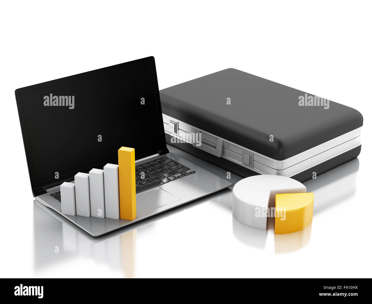 Business graph laptop illustration Cut Out Stock Images & Pictures - Alamy