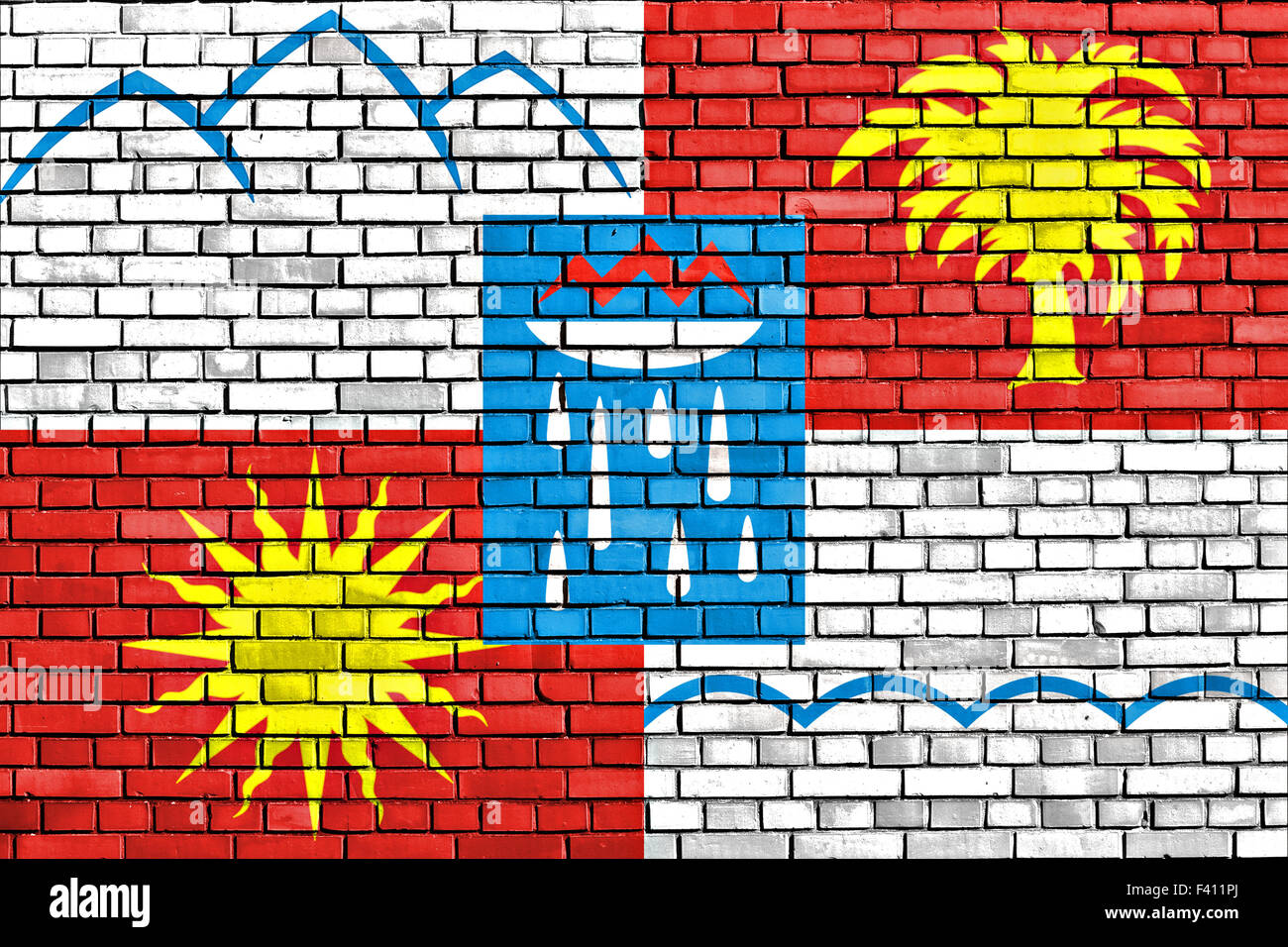 flag of Sochi painted on brick wall Stock Photo