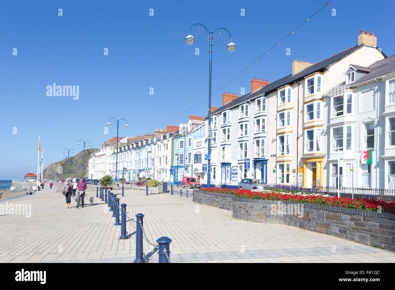 The newly repaired Aberystwyth seafront promenade, Ceredigion, West
