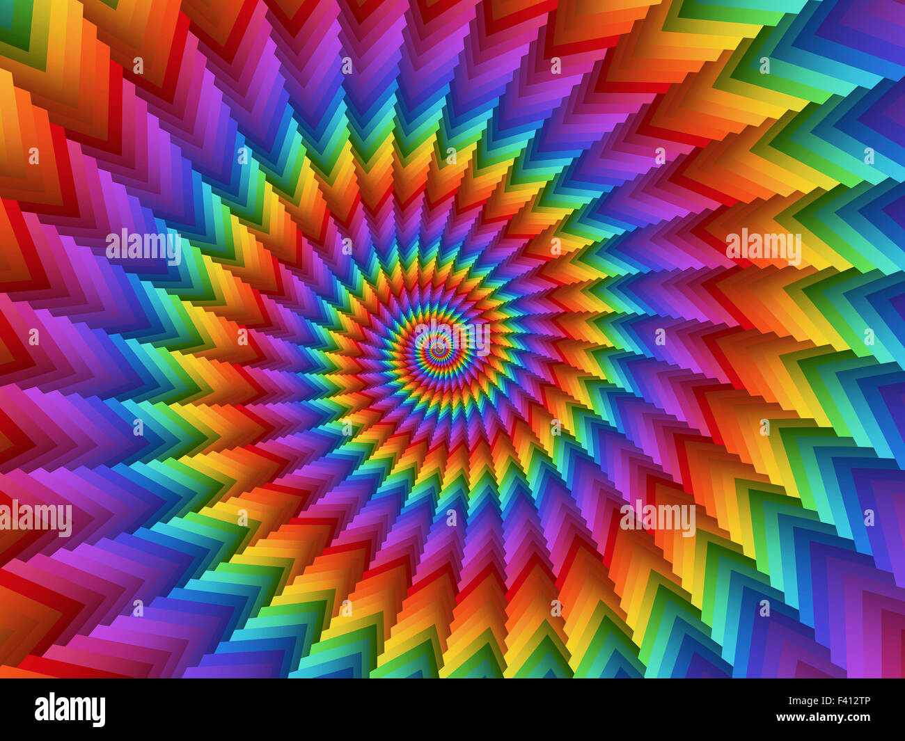 Beautiful rainbow Psychedelic Spiral Fractal Background Stock Photo
