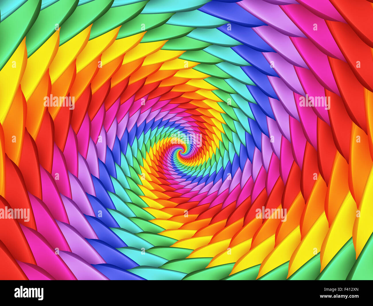 Beautiful rainbow Psychedelic Spiral Fractal Background Stock Photo