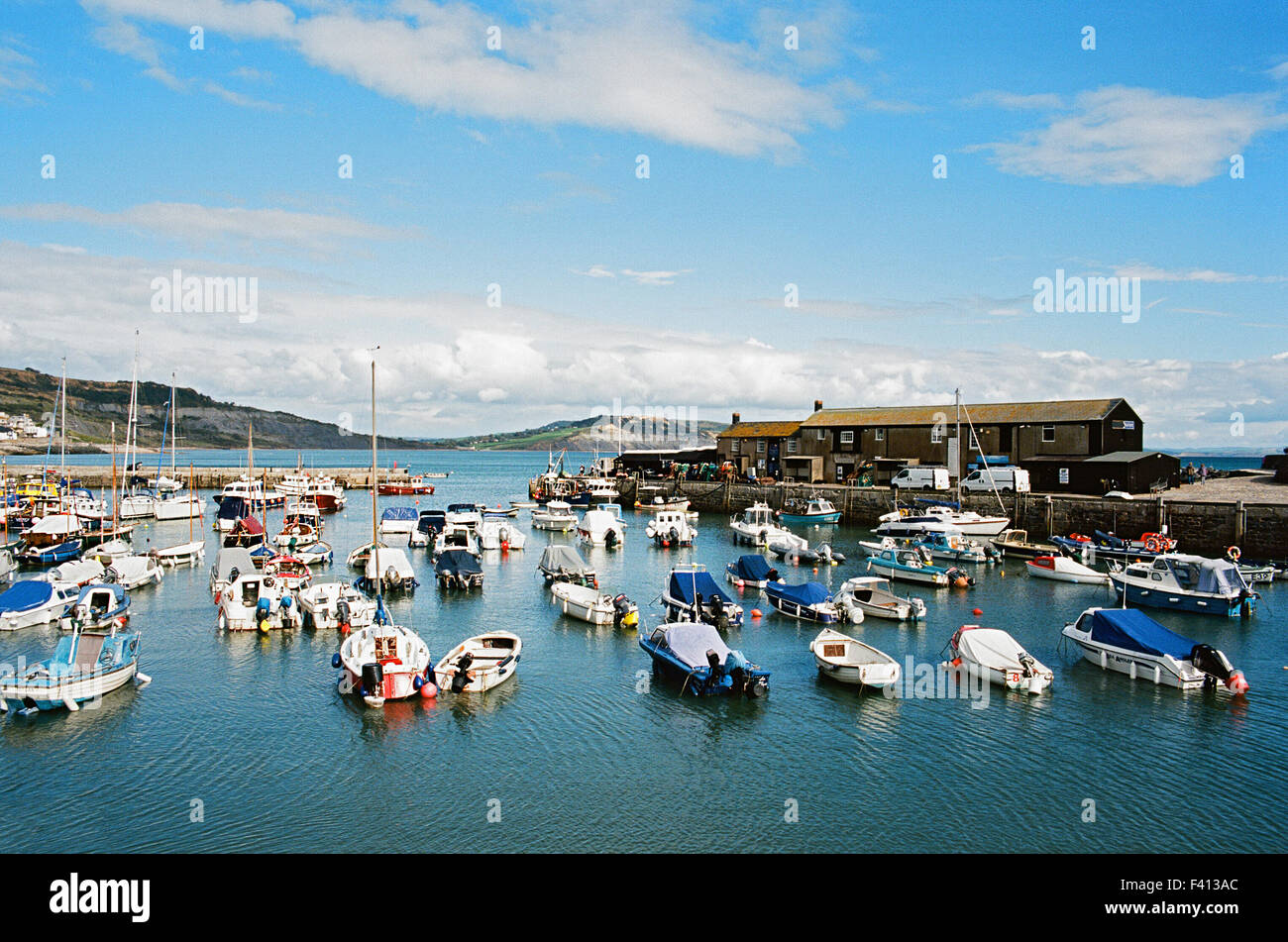 Harbour at Lyme Regis viewed from the Cobb,  Dorset, South West England Stock Photo