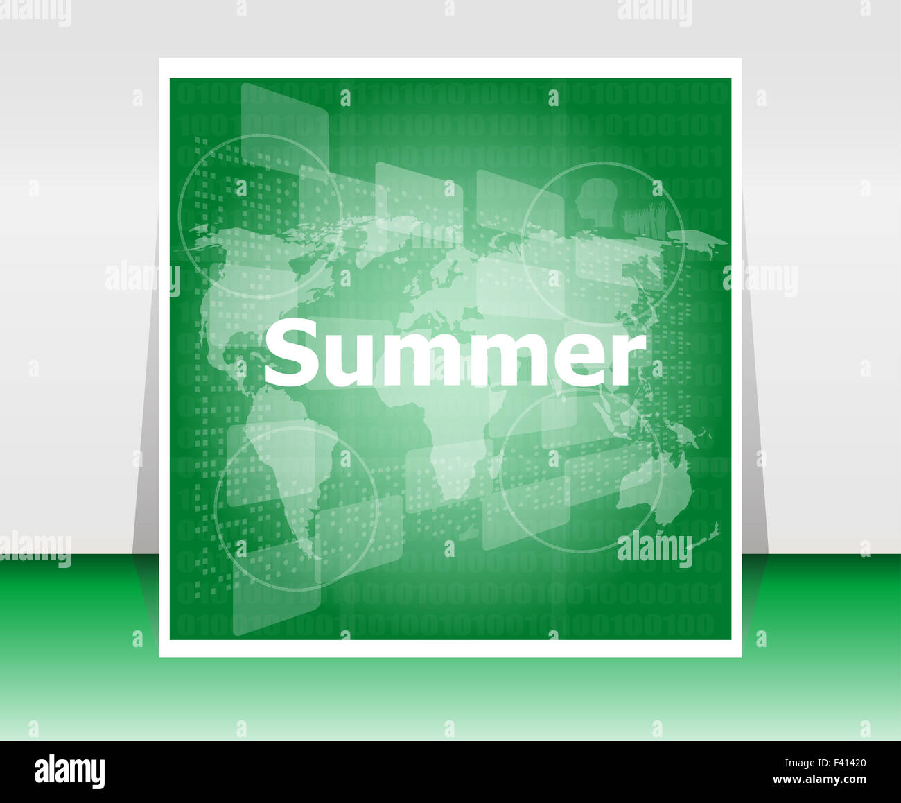 abstract digital touch screen with summer word, abstract background Stock Photo