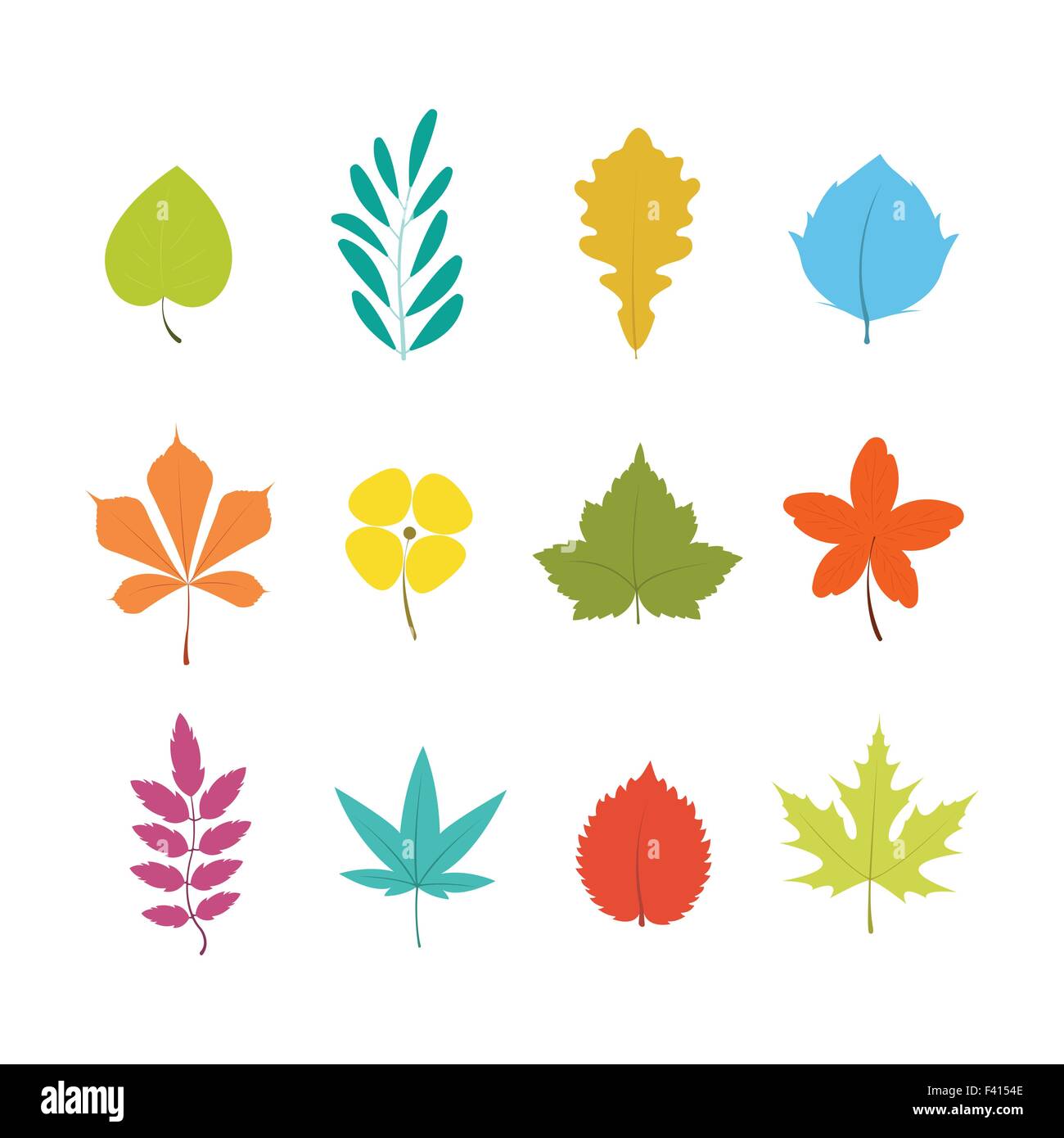 set of colorful leaves icons isolated on white background. vector leaf symbol Stock Vector
