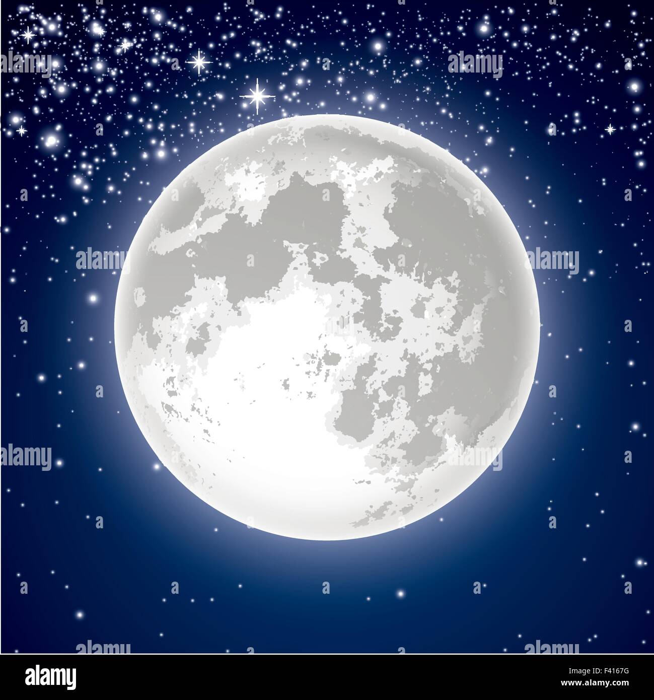Full moon and stars Stock Vector