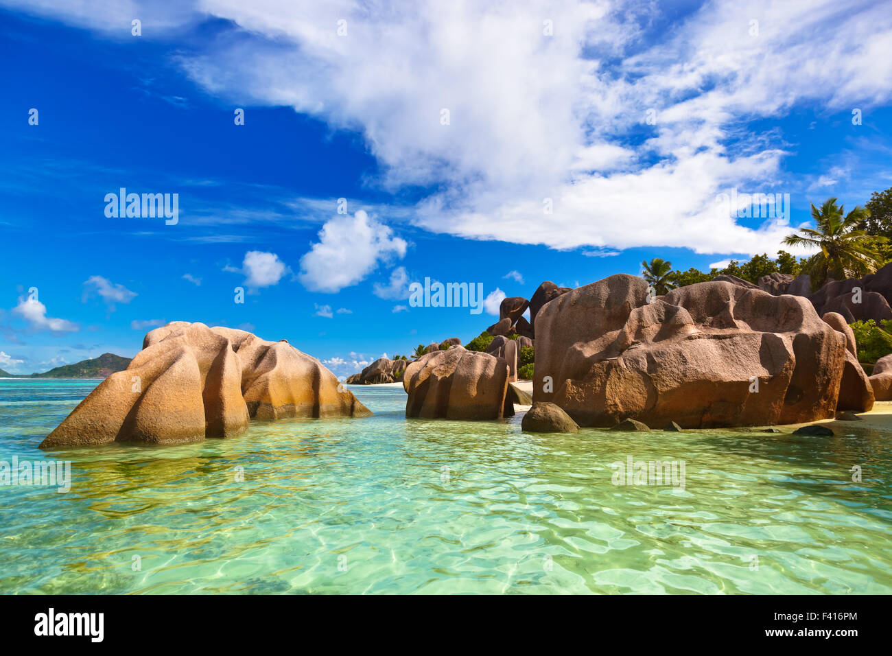 Famous beach Source d'Argent at Seychelles Stock Photo - Alamy