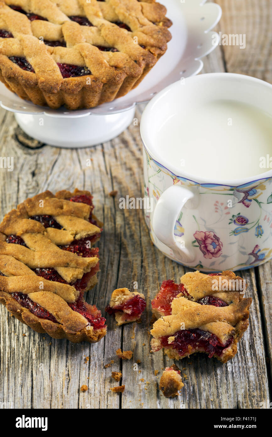 Cake with raspberry jam Stock Photo Alamy