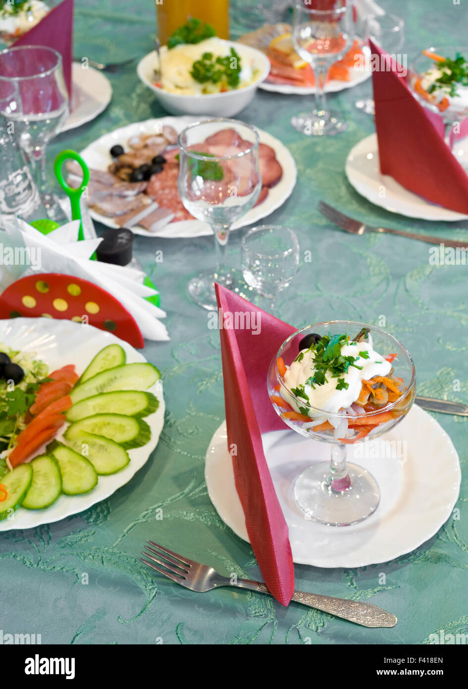 place setting at restaurant Stock Photo