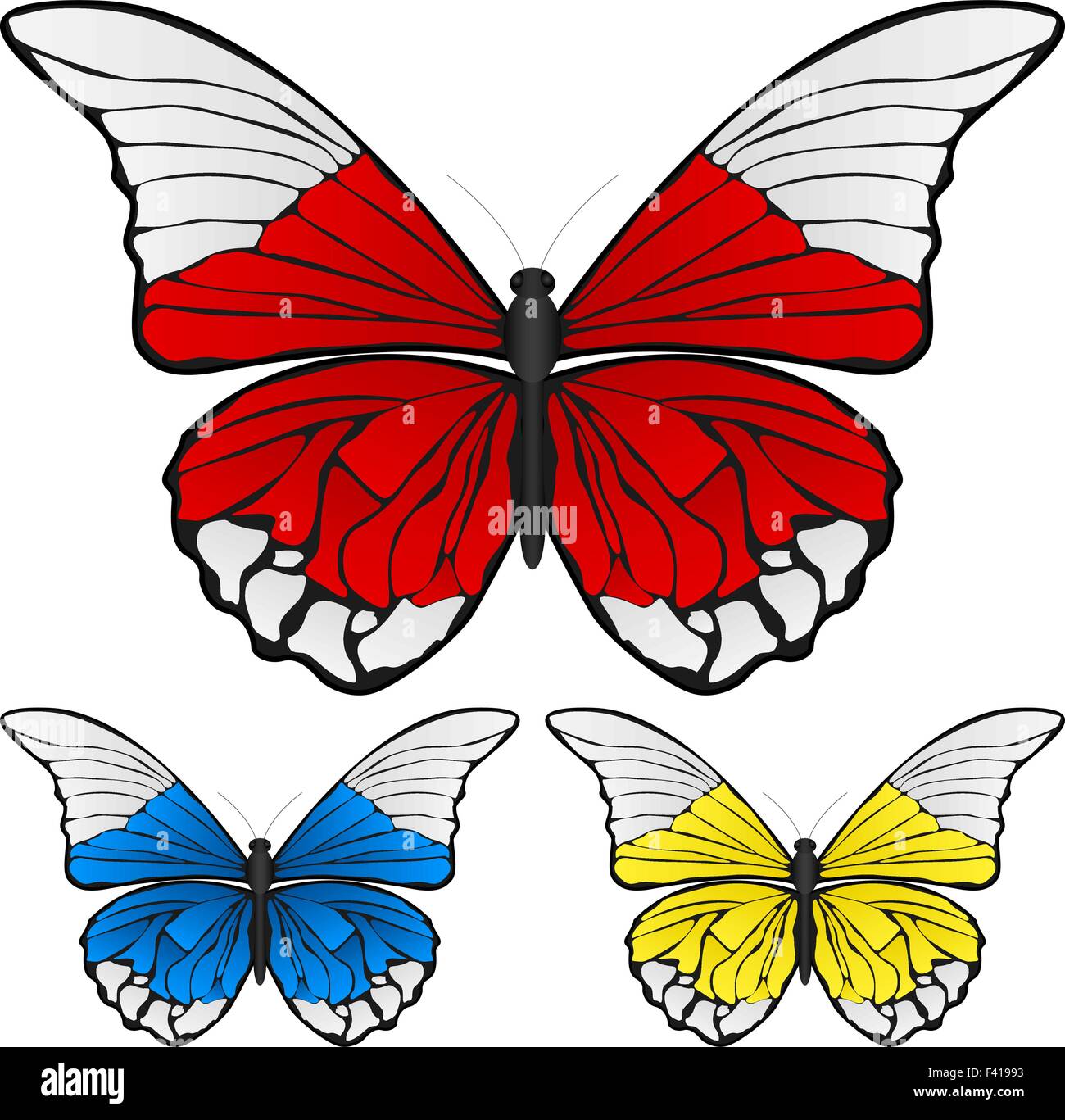 Butterfly set isolated on white background, Vector illustration Stock ...