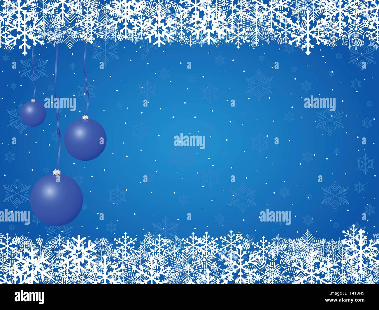 Blue Christmas background with snowflakes and balls. Vector ...