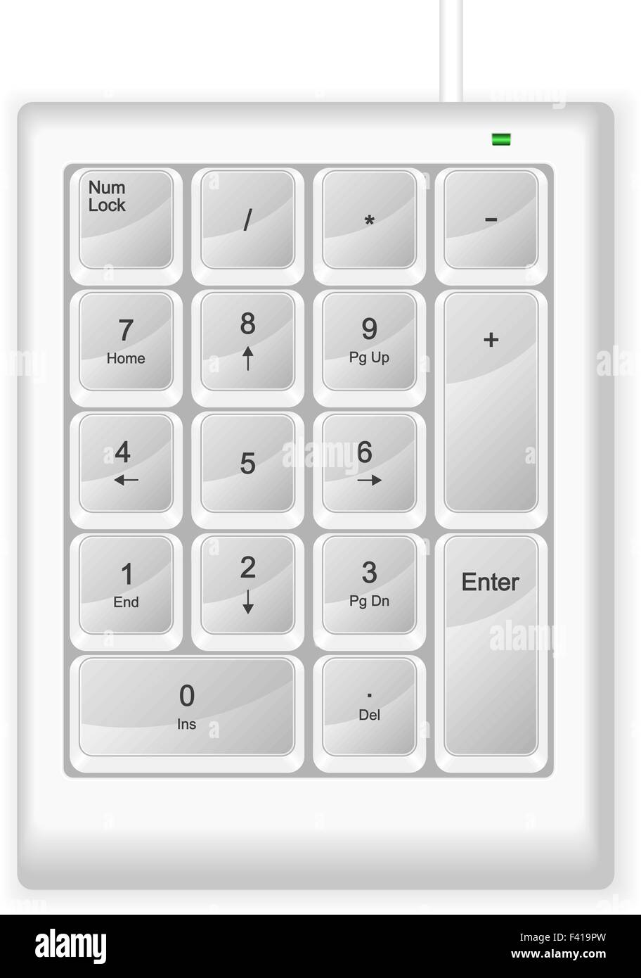 White computer numeric keyboard. Vector illustration. Stock Vector