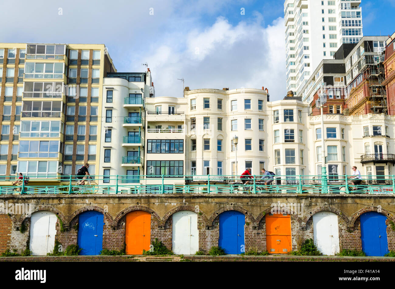 Kings Road arches along the esplanade at Brighton and Hove, East Sussex, England. Stock Photo