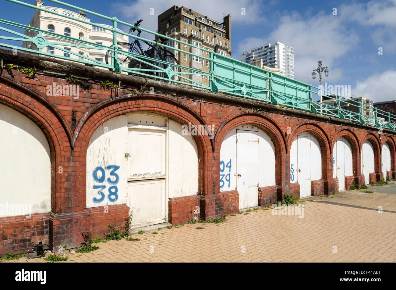 Kings Road arches along the esplanade at Brighton and Hove, East Sussex, England. Stock Photo