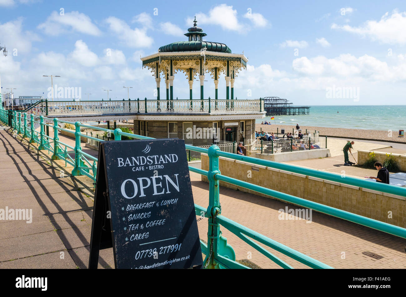 The Bandstand and cafe on the Brighton and Hove seafront in summer