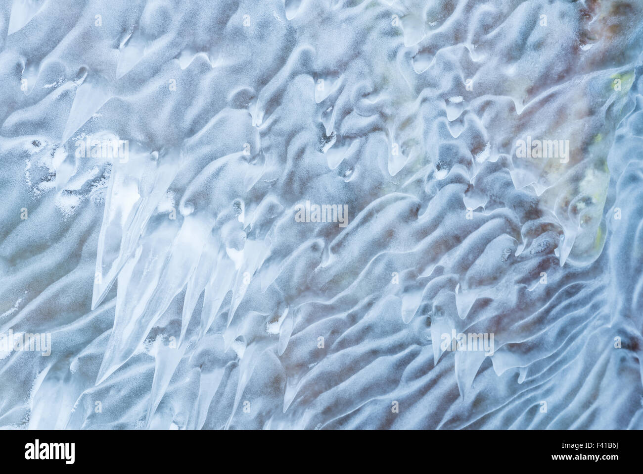 ice structures on a rock, Lapland, Sweden Stock Photo