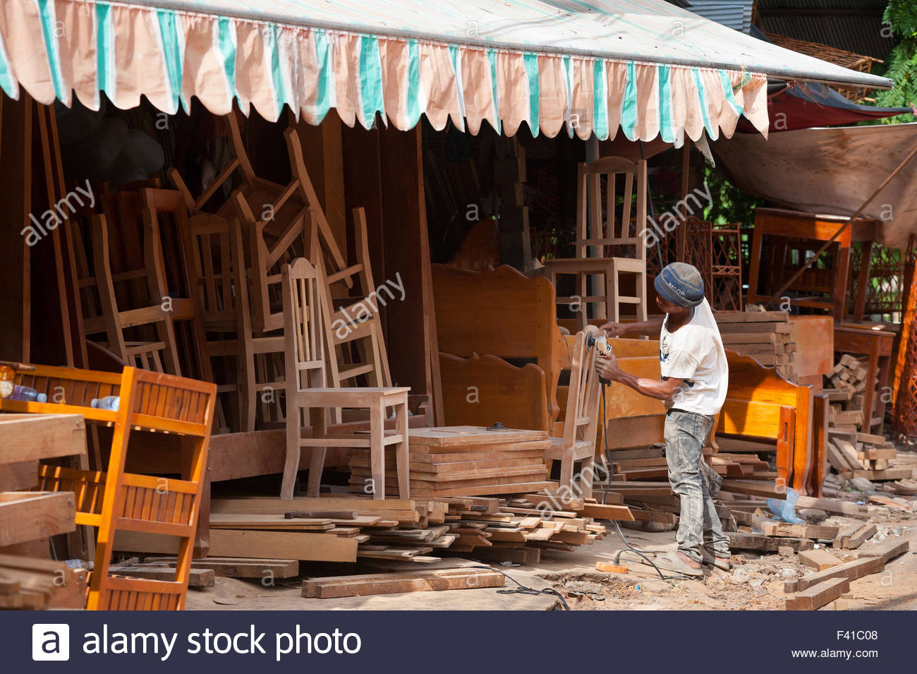 Cambodian Cabinet Maker At Work Stock Photo 88541832 Alamy