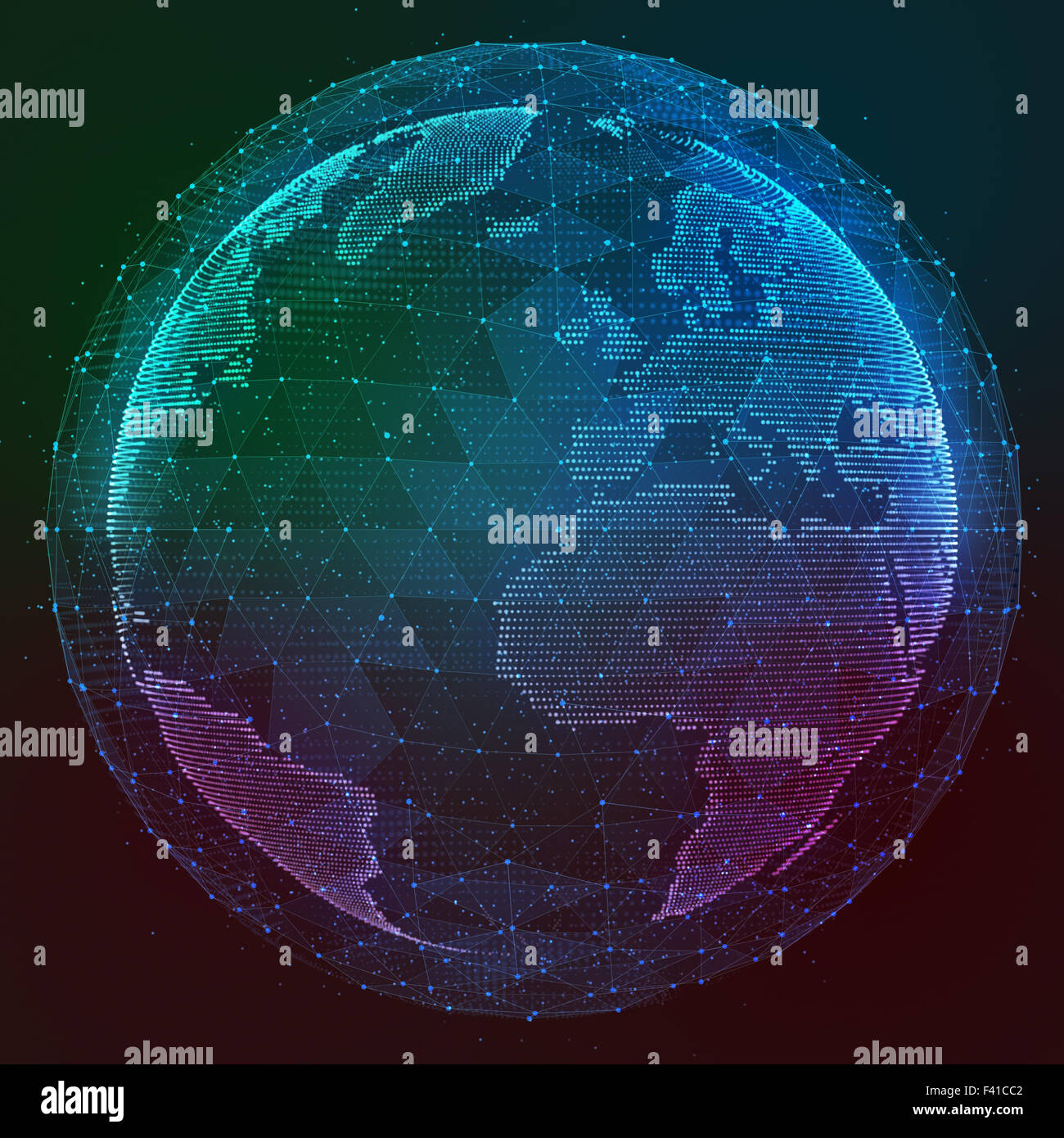 Abstract illustration network data connection in the Earth map Stock ...