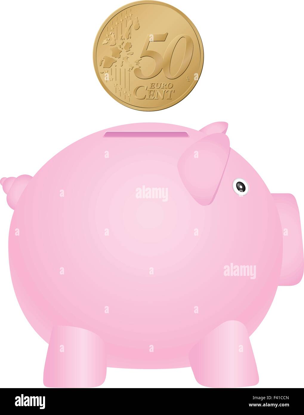 Piggy bank and coin on white background. Vector illustration Stock ...