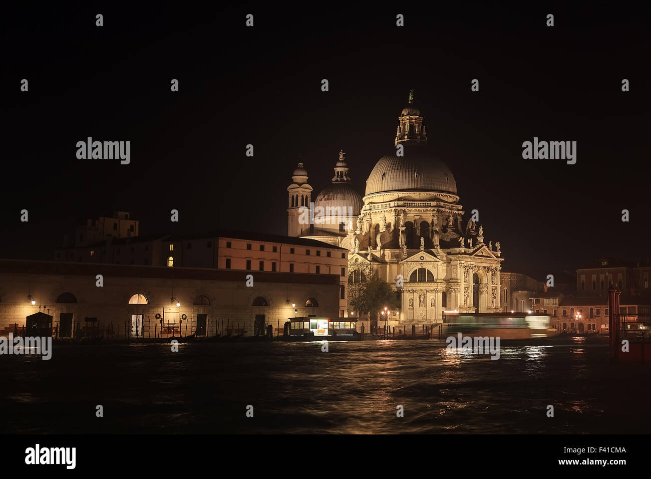 Basilica Santa Maria della Salute at night Stock Photo