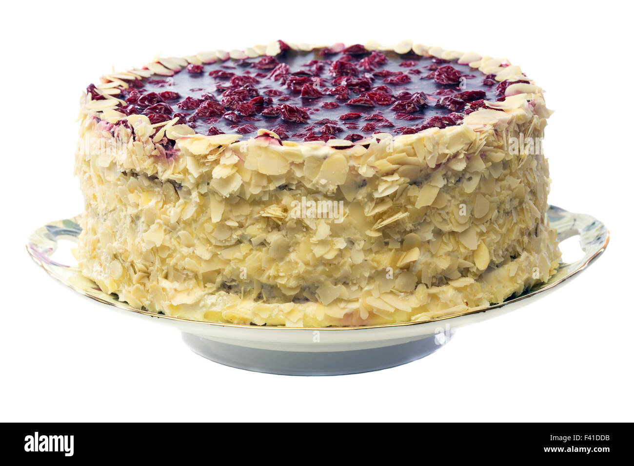 Cake with cherry jelly. Stock Photo