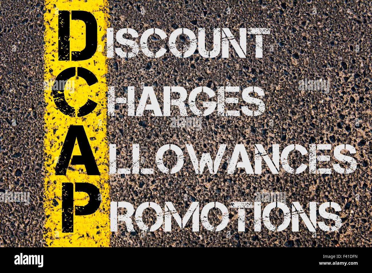 Concept image of Business Acronym DCAP as DISCOUNT CHARGES ALLOWANCES ...