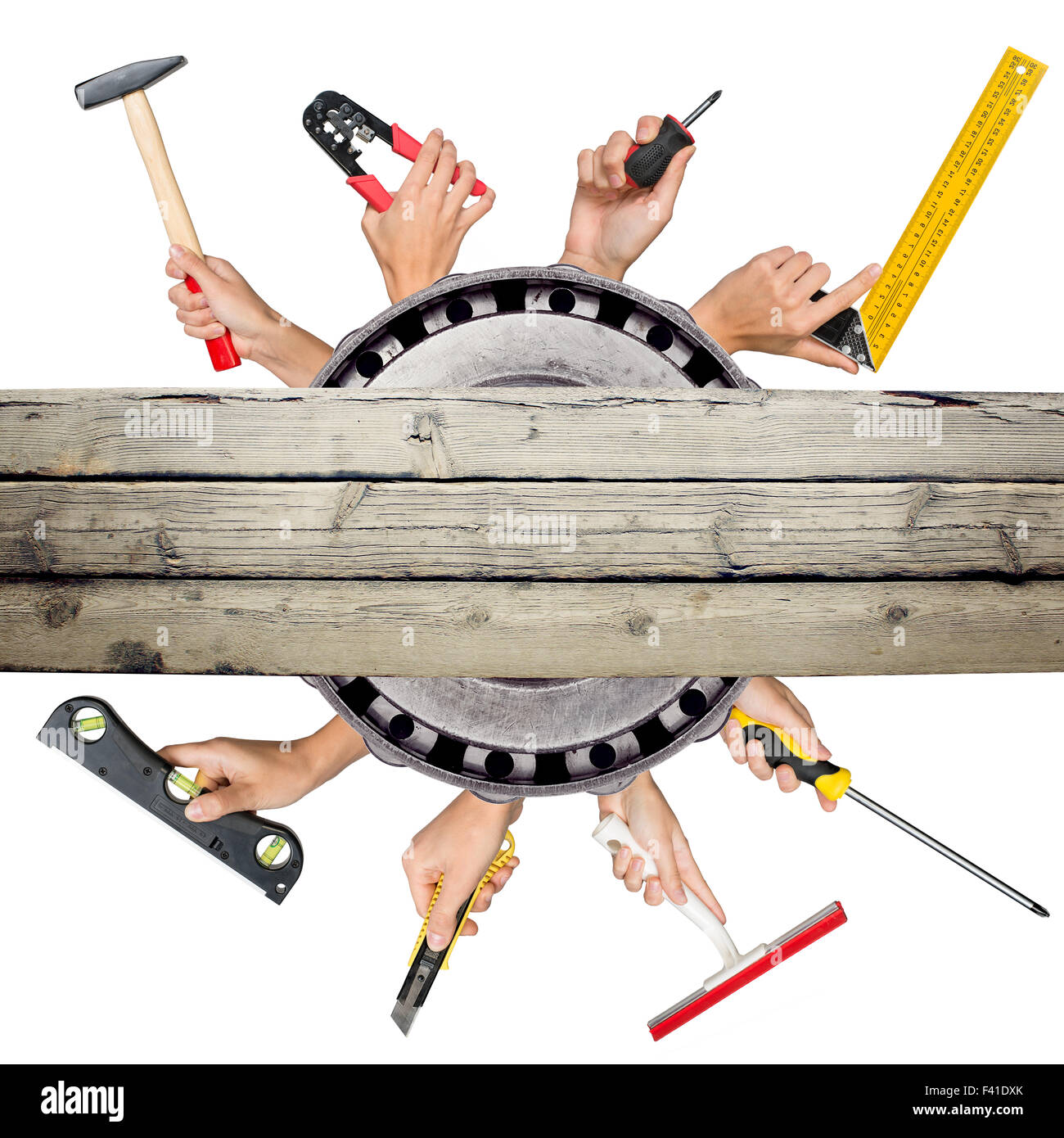 Peoples hands holding tools Stock Photo Alamy