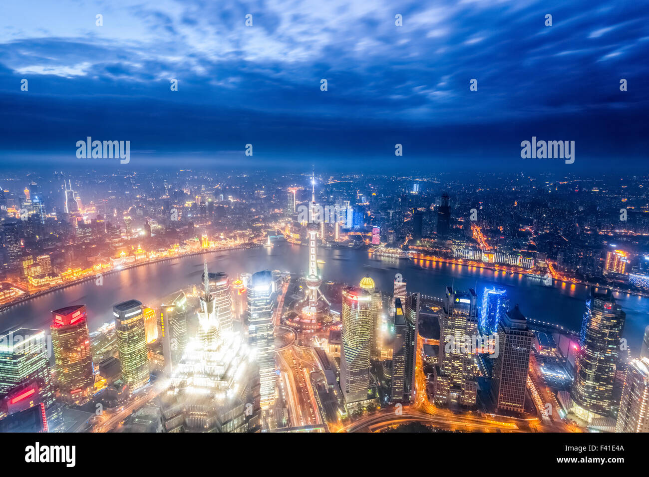 magic city of shanghai at night Stock Photo