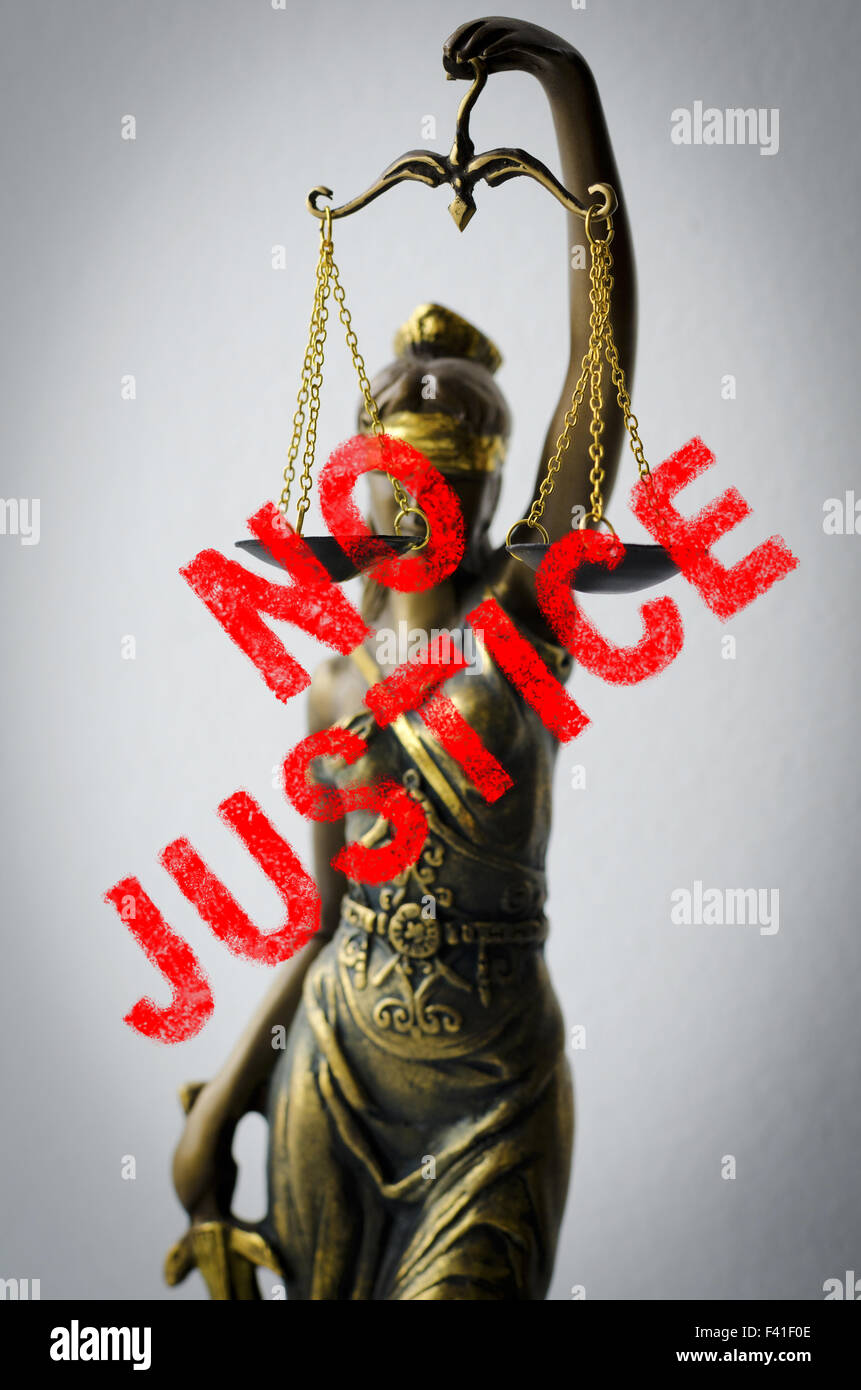 statue of Justice - sign no justice Stock Photo