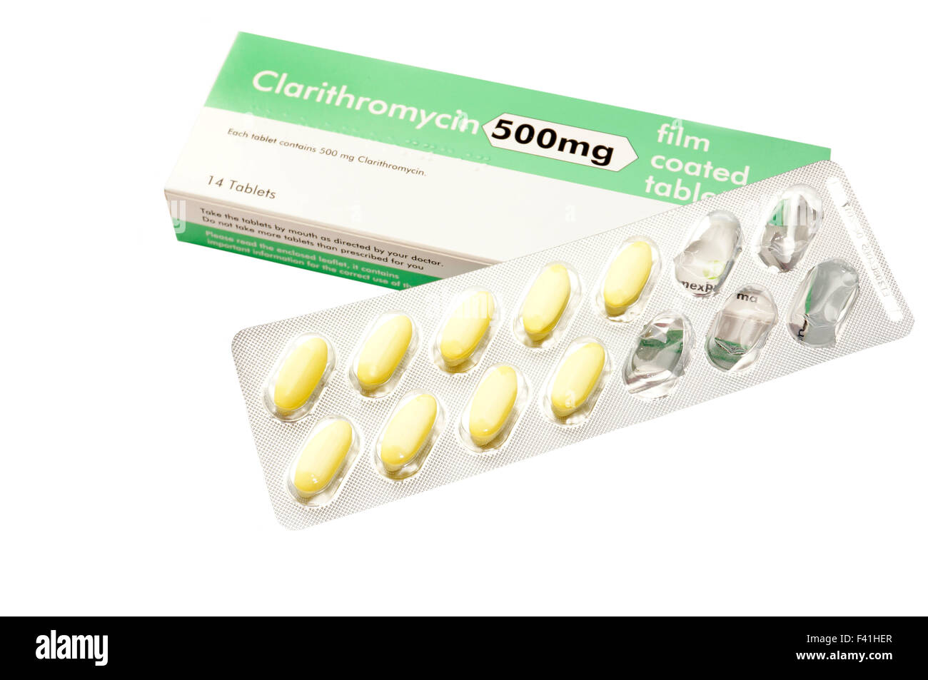 Clarithromycin tablets antibiotics belonging to a group of medicines known as macrolides Stock Photo