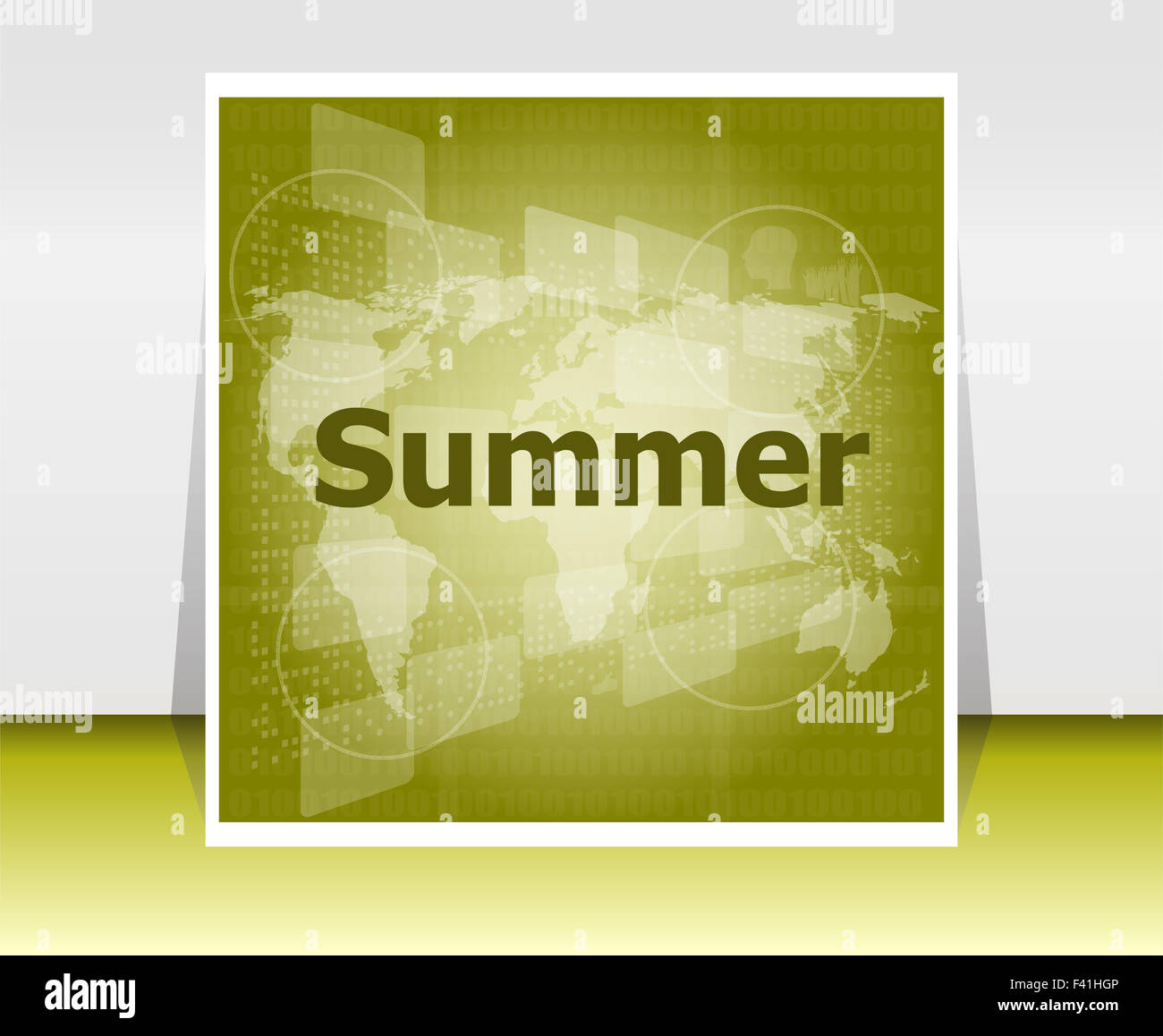 abstract digital touch screen with summer word, abstract background Stock Photo