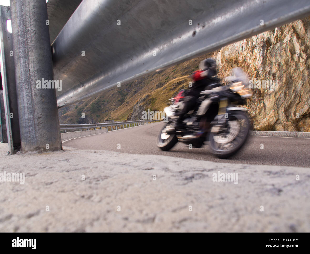 motobike in a curve Stock Photo