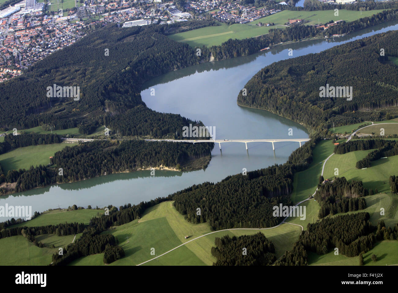 Bridge over the Lech near Schongau Stock Photo