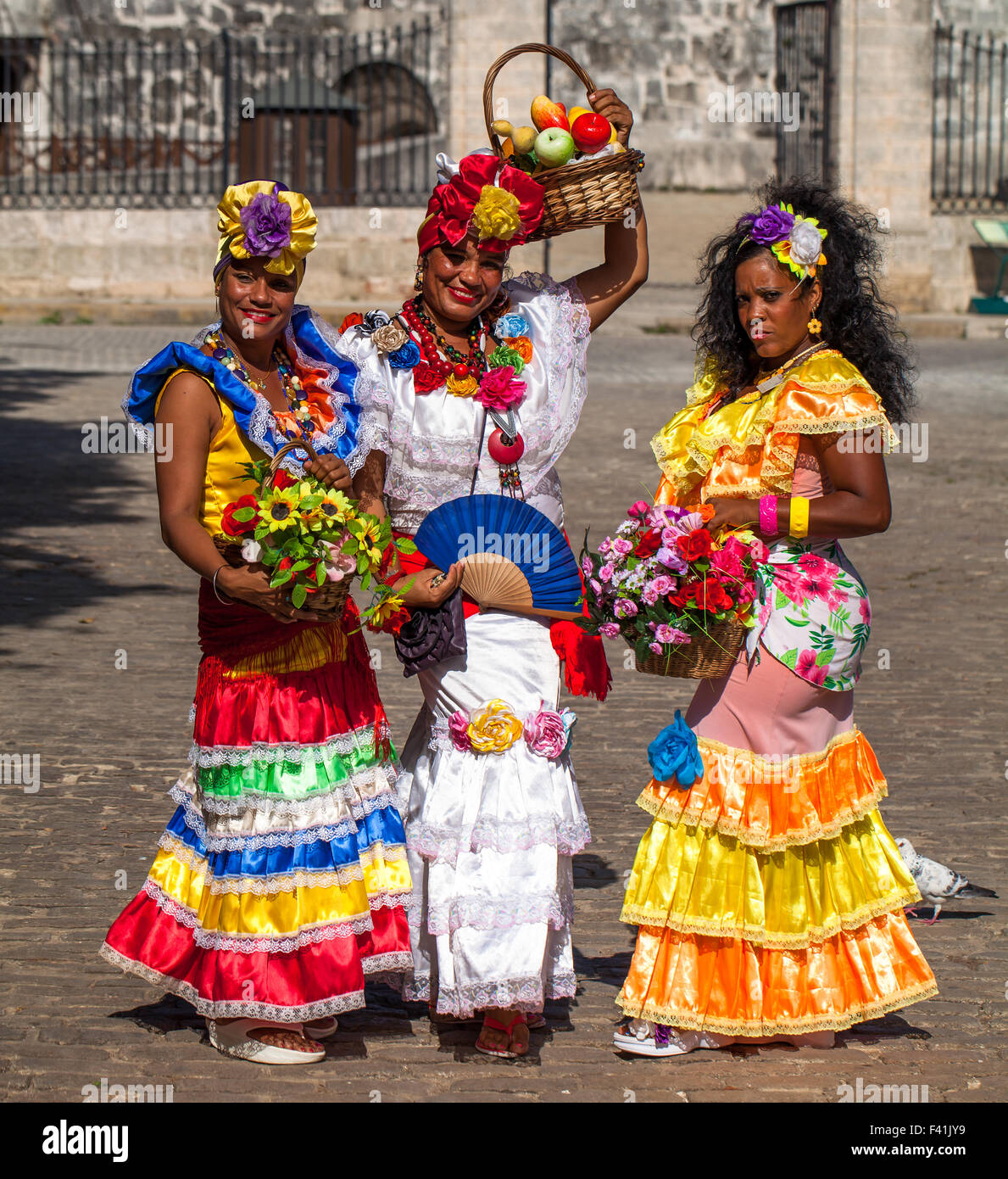 Caribbean Cuban women with flowers and fruit Stock Photo: 88547293 - Alamy