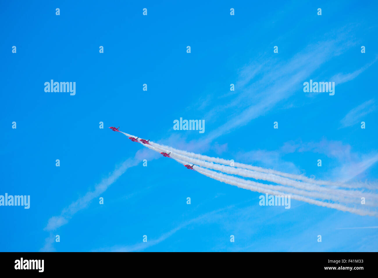 The Red Arrows RAF aerobatic display team. Stock Photo