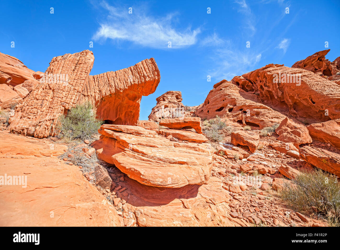 Rock formations in Valley of Fire State Park, Nevada, USA. Stock Photo